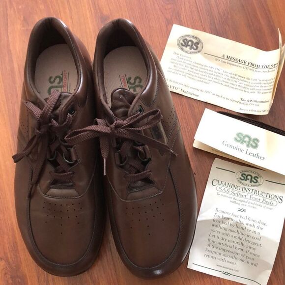 New SAS genuine leather hand crafted brown comfort shoes 11 WW